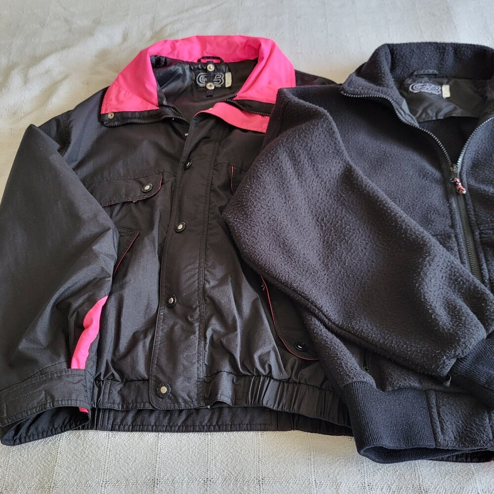 Black 2-Piece Double Jacket- Shell & Fleece Med